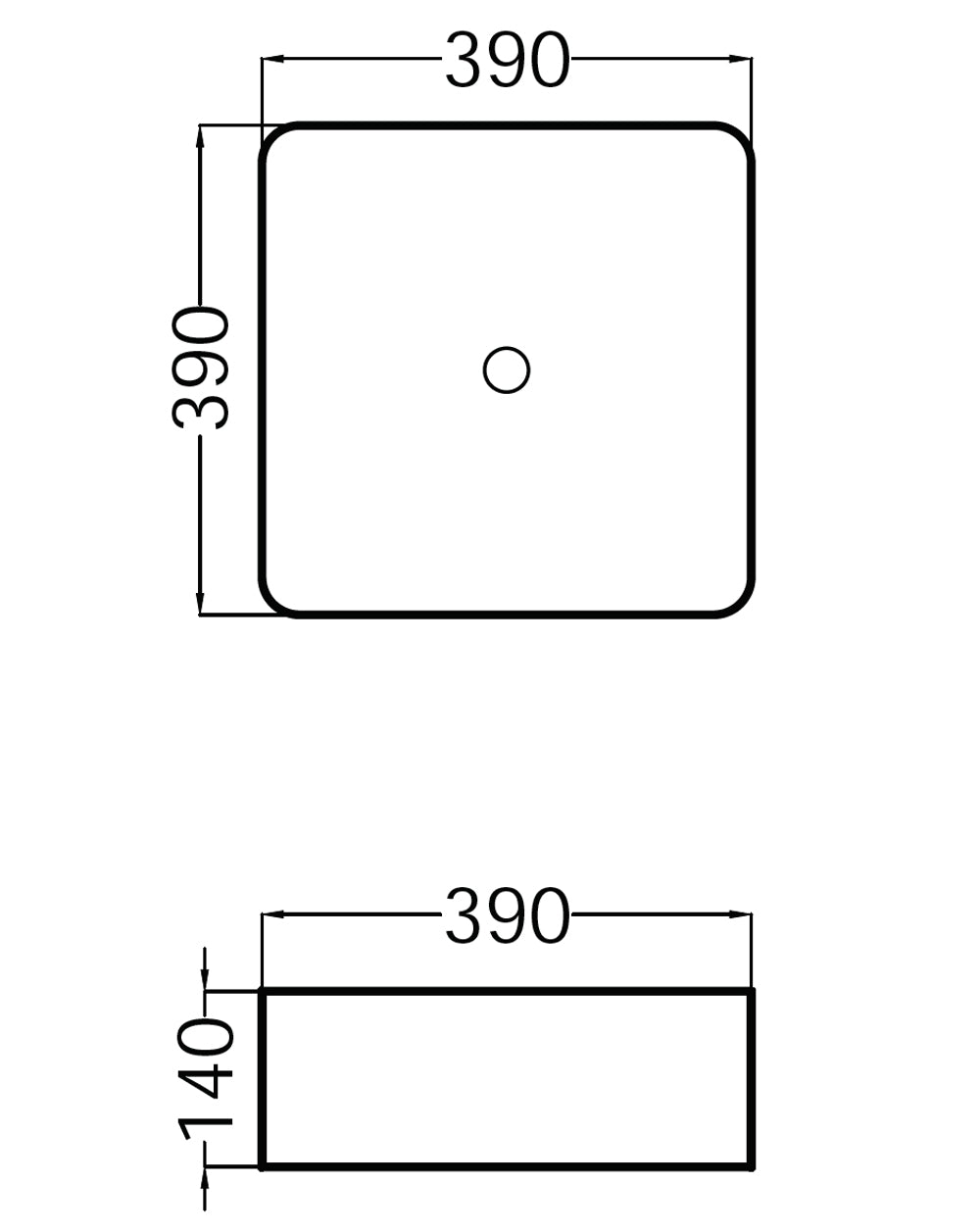 Sei Countertop Ceramic Sink | Countertop Ceramic Bathroom Sink | Square Countertop Bathroom Sink | 39cm x 39cm