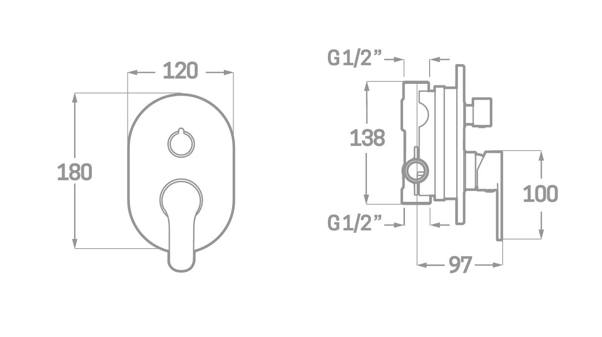 Conjunto de chuveiro de teto embutido de 2 vias Omnia
