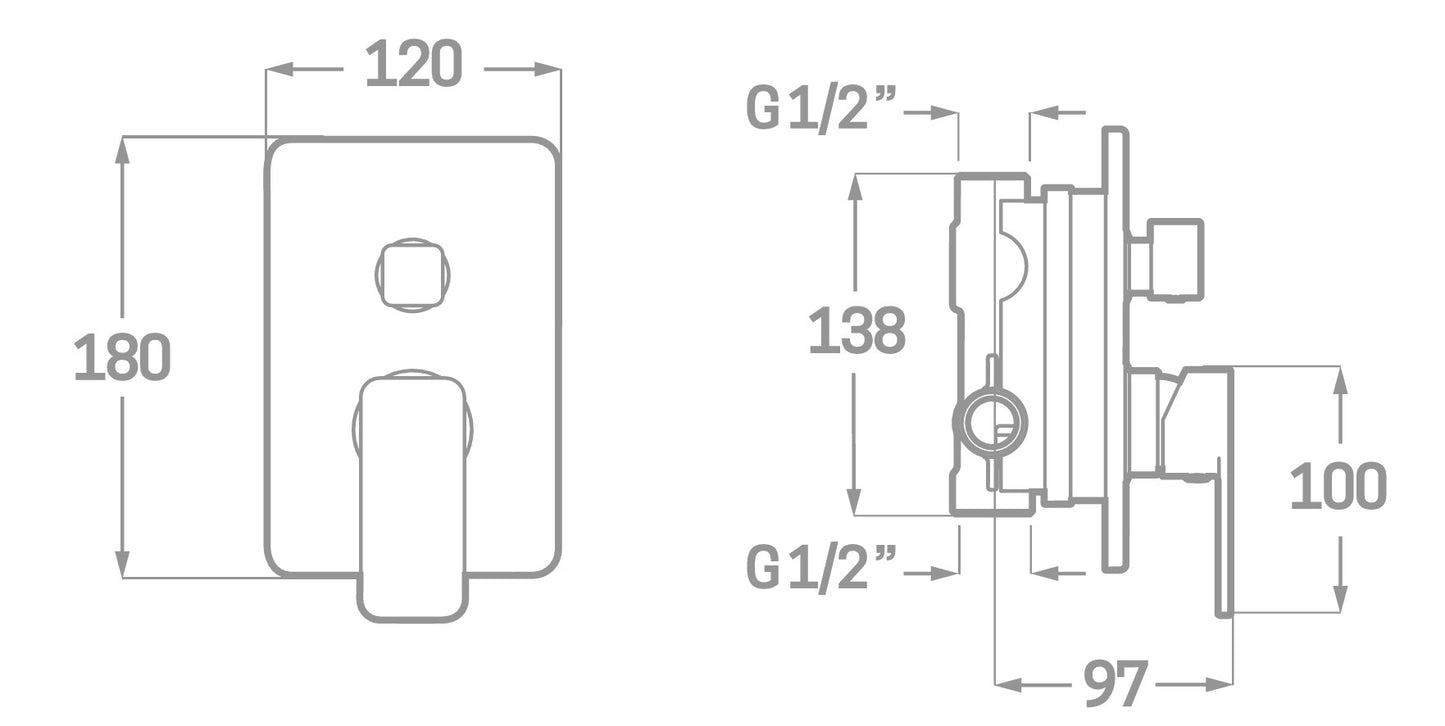 Ensemble de douche à encastrer au plafond 2 voies Skara