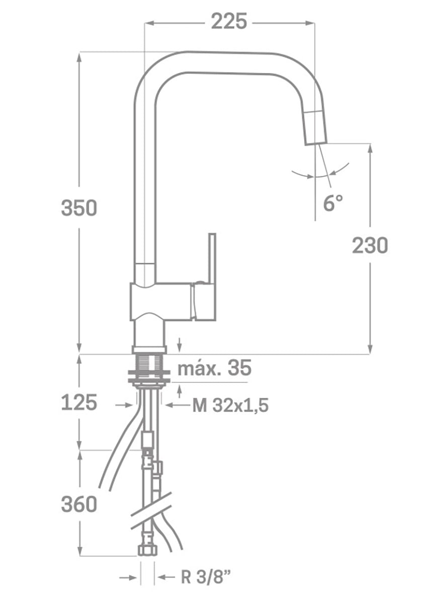 Monomando fregadero extraible Korsa