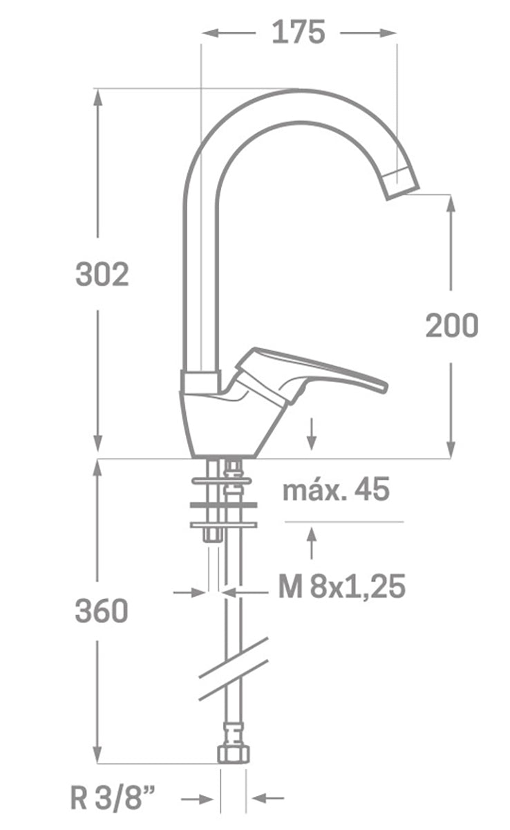 Misturador de pia vertical básico