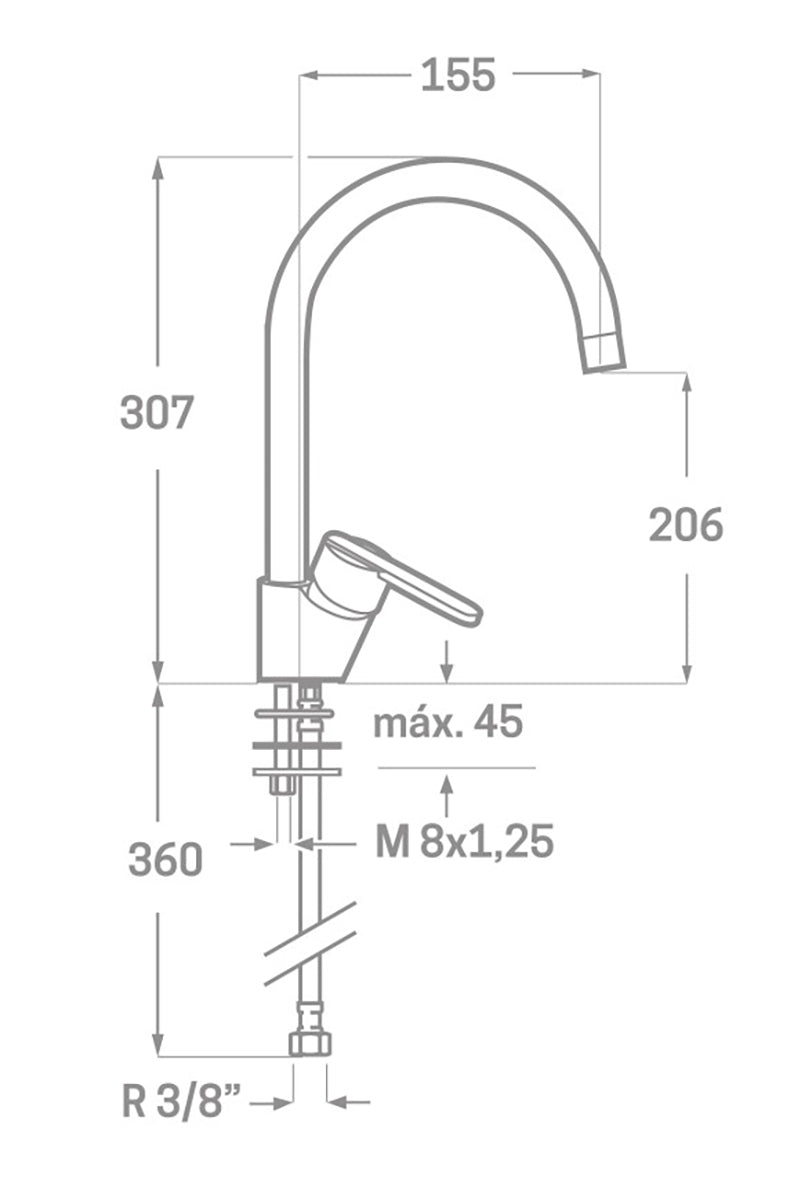 Monomando fregadero vertical Venom