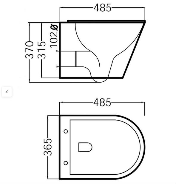 Toilettes encastrées suspendues sans rebord Mercury | Blanc brillant | Suspension en céramique Vater avec support mural