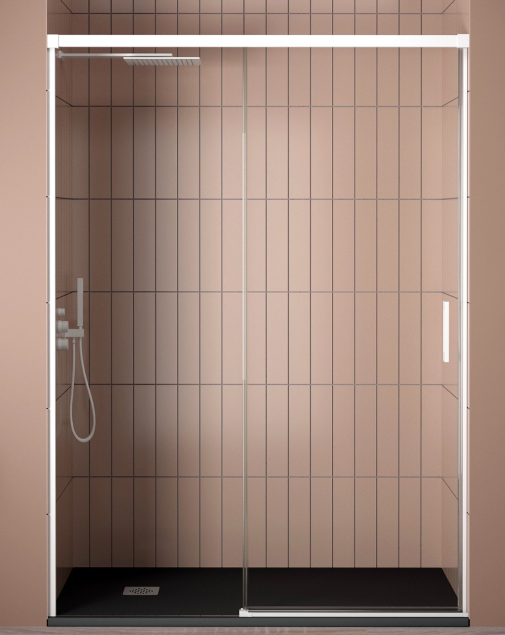Mampara de ducha fija de 8 mm Screen 【Perfil Blanco mate】