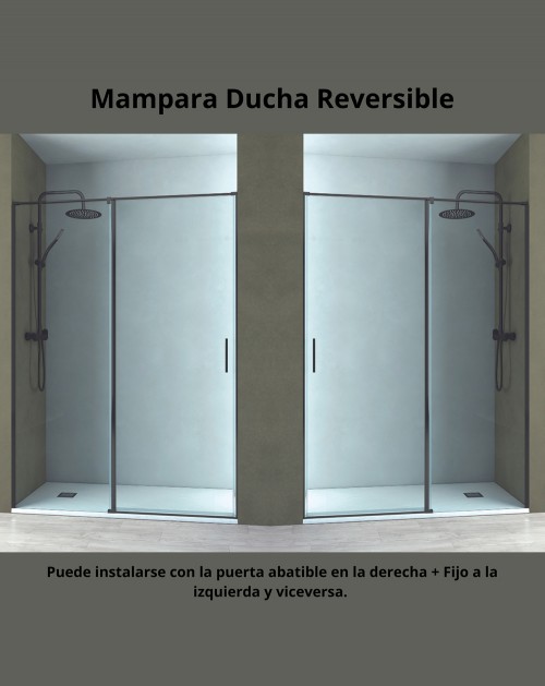 Patricia Mampara de Ducha Frontal 1 Puerta 1 Fijo Corredera | Vidrio  Templado de 6mm | Antical | Reversible Izquierdo o Derecho