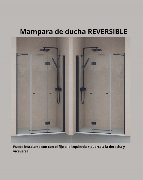 Javea Mampara de Ducha Frontal 2 Puertas Abatibles | Vidrio Templado 6mm  Antical | 195cm Altura