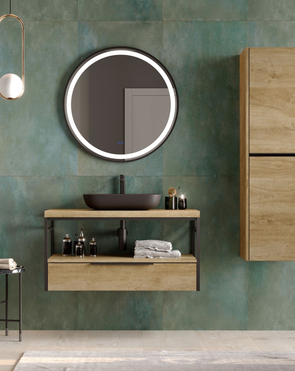Mueble de Baño Suspendido Diseño Industrial con Cajón Inferior Kirt
