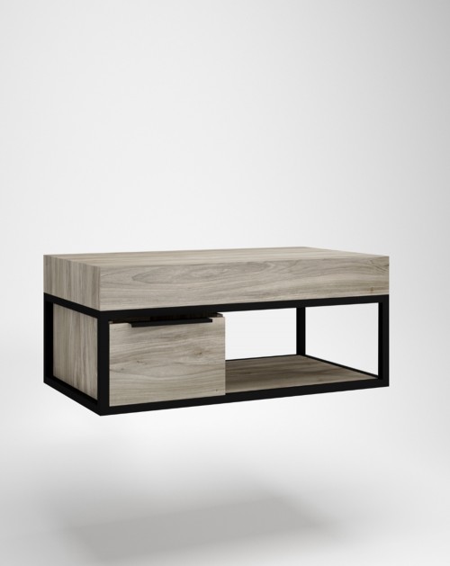 Mueble de Baño Suspendido Diseño Industrial con Cajón Inferior Color Pino  Gris Spok, 530,00 €