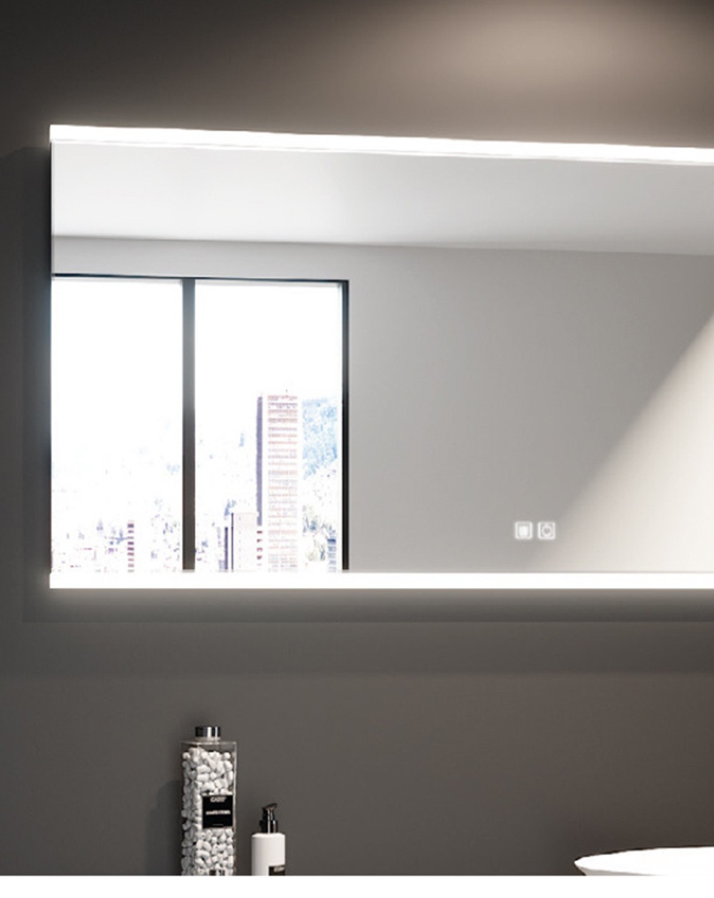 Espejo Baño Rectangular, 100 cm, Iluminación Led y Lupa Aumento x3, Doble Interruptor Táctil