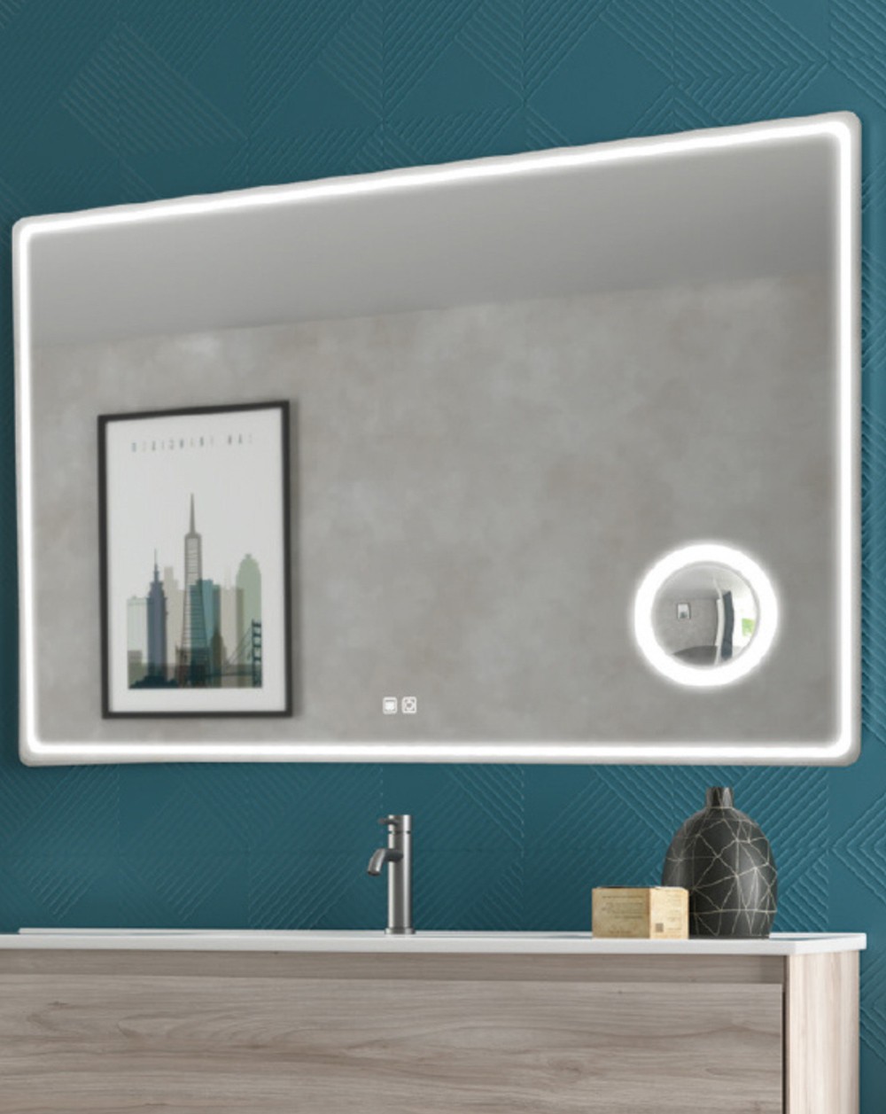Espejo baño redondo con led con antivho 120 x 120 cm,Aro led fino