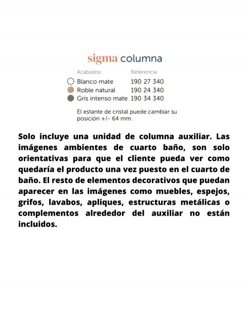 Sigma Columna de Baño Suspendida 1 Puerta | Armario Alto Baño Colgante  140x34,9x31,8cm