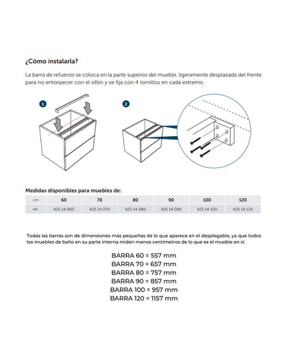 Reinforcement Bar for Bathroom Furniture Tops | Aluminum Bar for Bathroom Furniture with Top or Countertop