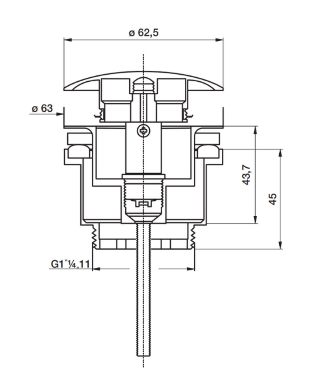 Click clack drain valve | Universal click clack bathroom sink plug | Chrome brass