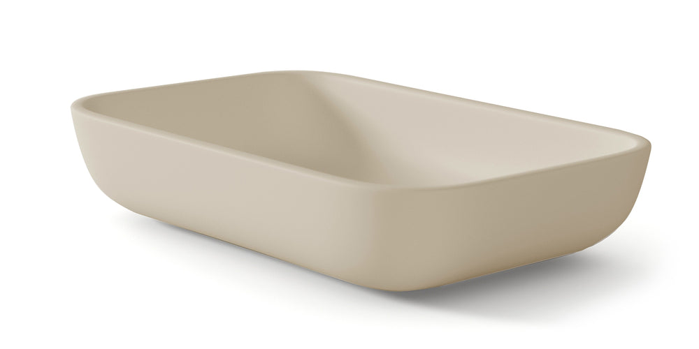 Masai Lavabo sobre Encimera Baño Resina Mineral Recubierta de Poliuretano Acrílico | Lavabo Baño para Encimera de 51x33cm | Beige - 