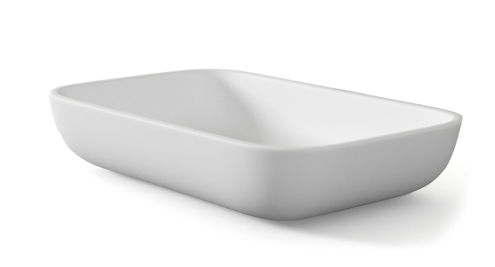 Masai Lavabo sobre Encimera Baño Resina Mineral Recubierta de Poliuretano Acrílico | Lavabo Baño para Encimera de 51x33cm | Blanco Mate - 