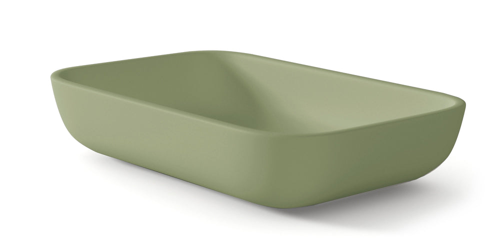 Masai Lavabo sobre Encimera Baño Resina Mineral Recubierta de Poliuretano Acrílico | Lavabo Baño para Encimera de 51x33cm | Leaf - 