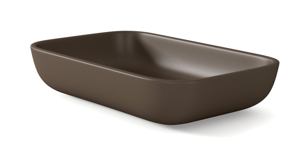 Masai Lavabo sobre Encimera Baño Resina Mineral Recubierta de Poliuretano Acrílico | Lavabo Baño para Encimera de 51x33cm | Leather - 