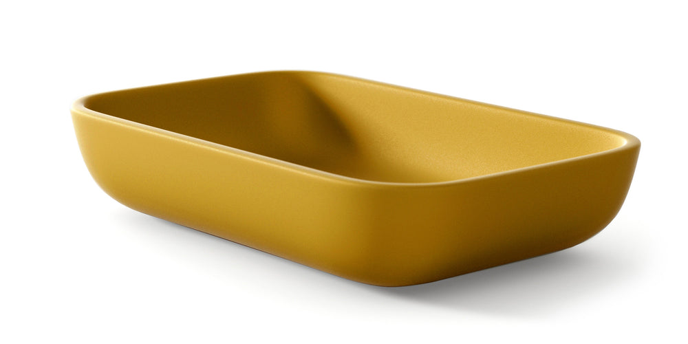 Masai Lavabo sobre Encimera Baño Resina Mineral Recubierta de Poliuretano Acrílico | Lavabo Baño para Encimera de 51x33cm | Mustard metalizado - 