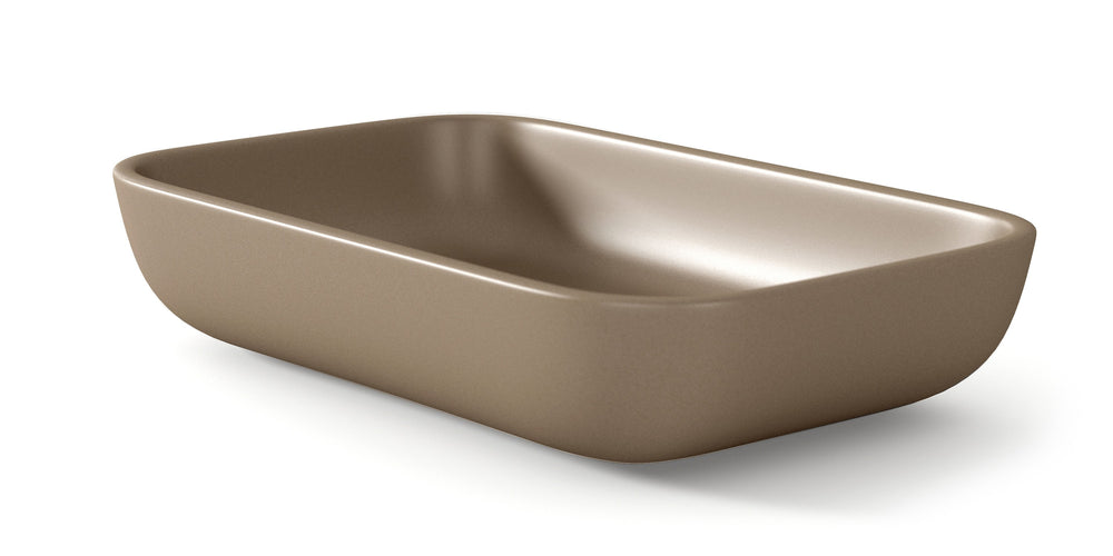 Masai Lavabo sobre Encimera Baño Resina Mineral Recubierta de Poliuretano Acrílico | Lavabo Baño para Encimera de 51x33cm | Tierra - 