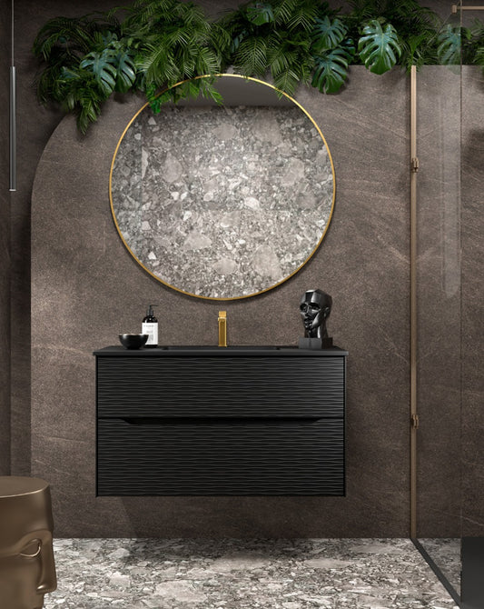 Sahara Suspended Bathroom Furniture with Washbasin | 2 Soft-Close Drawers and Organizer | Mara Washbasin