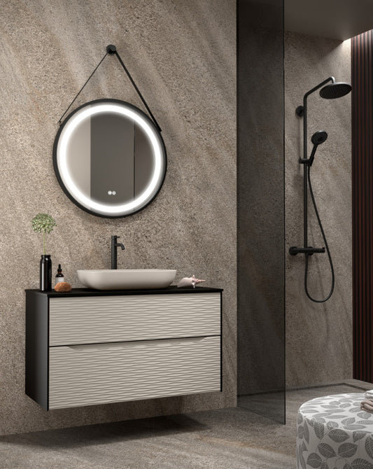 Sahara Suspended Bathroom Furniture Mara Surface Top | 2 Soft-Close Drawers and Organizer | Masai Washbasin