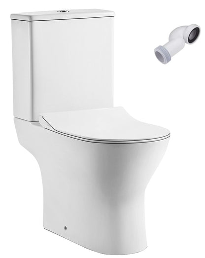 Argos Wc Inodoro Completo Redondo | Blanco Brillo | Inodoro Tanque Bajo Rimless con Cisterna y Asiento Caída Amortiguada