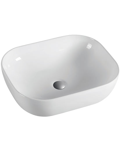 Uno Lavabo Sobre Encimera Cerámico Blanco Brillo | Lavamanos Baño para Encimera Rectangular | 50,5cm x 40,5cm