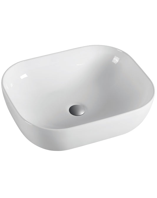 Un évier de comptoir en céramique blanc brillant | Lavabo de salle de bain pour comptoir rectangulaire | 50,5 cm x 40,5 cm 