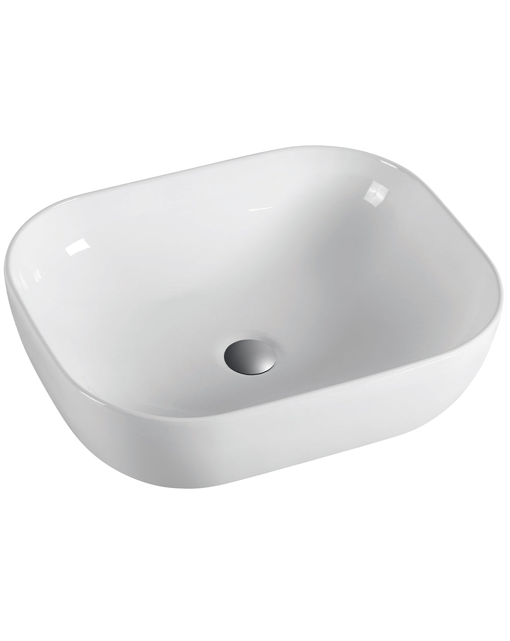 Uno Lavabo Sobre Encimera Cerámico Blanco Brillo | Lavamanos Baño para Encimera Rectangular | 50,5cm x 40,5cm - 