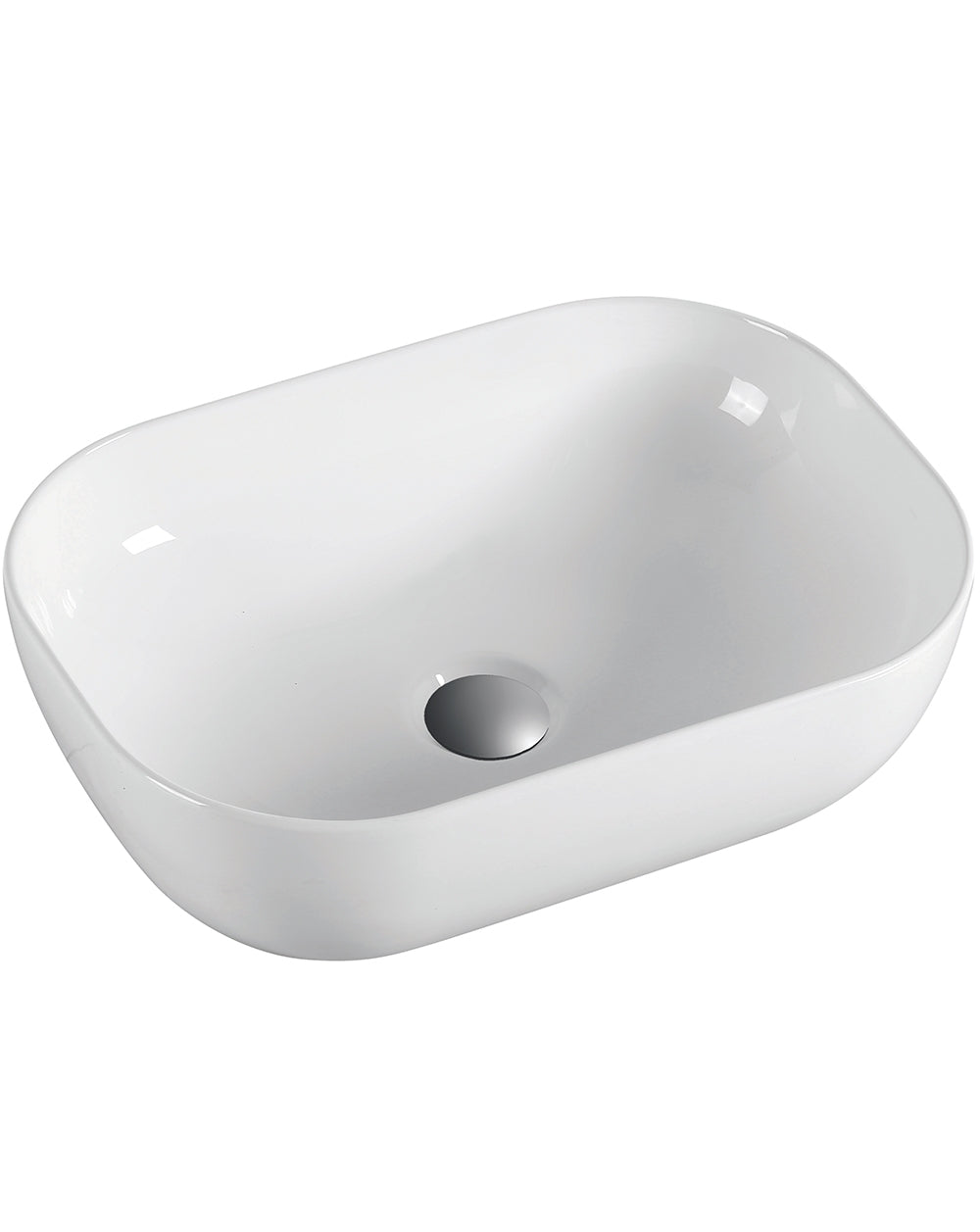 Due Lavabo Sobre Encimera Cerámico Blanco Brillo | Lavamanos Baño para Encimera Rectangular | 45,5cm x 33cm