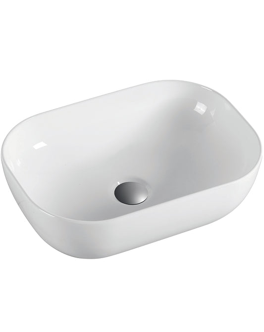 Due Countertop Ceramic Washbasin Glossy White | Rectangular Countertop Bathroom Sink | 45.5cm x 33cm 