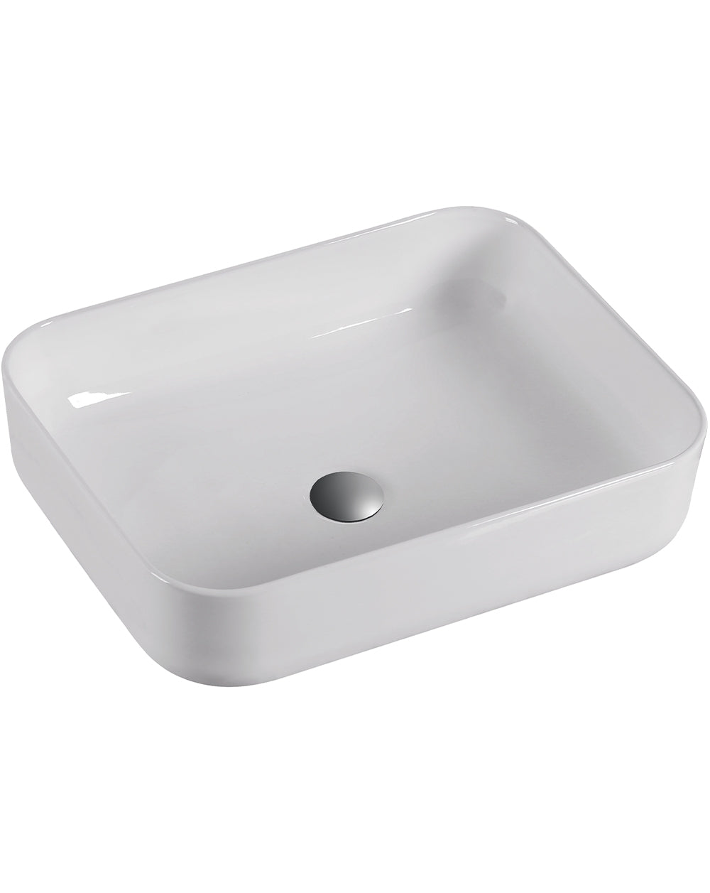 Cinque Lavabo Sobre Encimera Cerámico Blanco Brillo | Lavamanos Baño para Encimera Rectangular | 51cm x 40cm