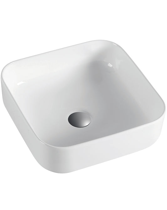 Évier de comptoir en céramique Sei| Dessus de table en céramique pour salle de bain et buanderie | Lavabo de salle de bain pour comptoir carré | 39 cm x 39 cm 