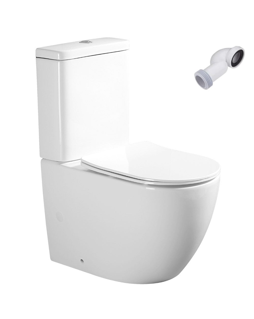 Panza Wc Inodoro Completo Compacto Adosado a Pared | Rimless y Antibacterias | Salida Dual y Asiento Caída Amortiguada - 