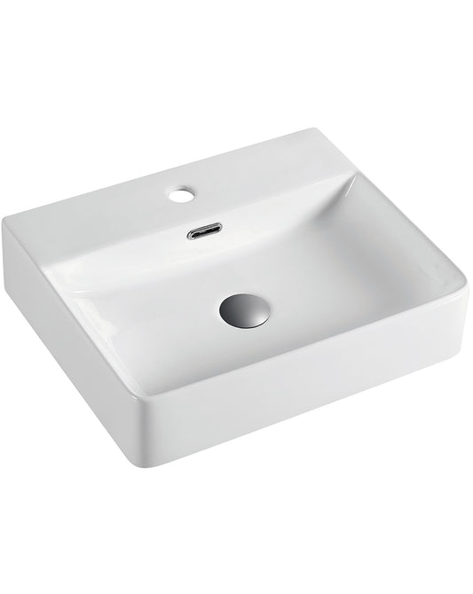 Lavabo de comptoir en céramique Nove| Dessus de table en céramique pour salle de bain et buanderie | Lavabo de salle de bain pour comptoir rectangulaire | 50 cm x 42 cm 