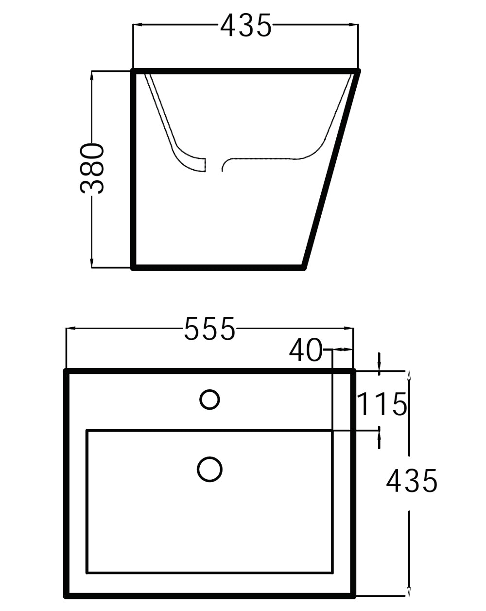 Zero Square White Ceramic Wall Mounted Sink | Square Bathroom Wash Basin | 55cm x 43.5cm 