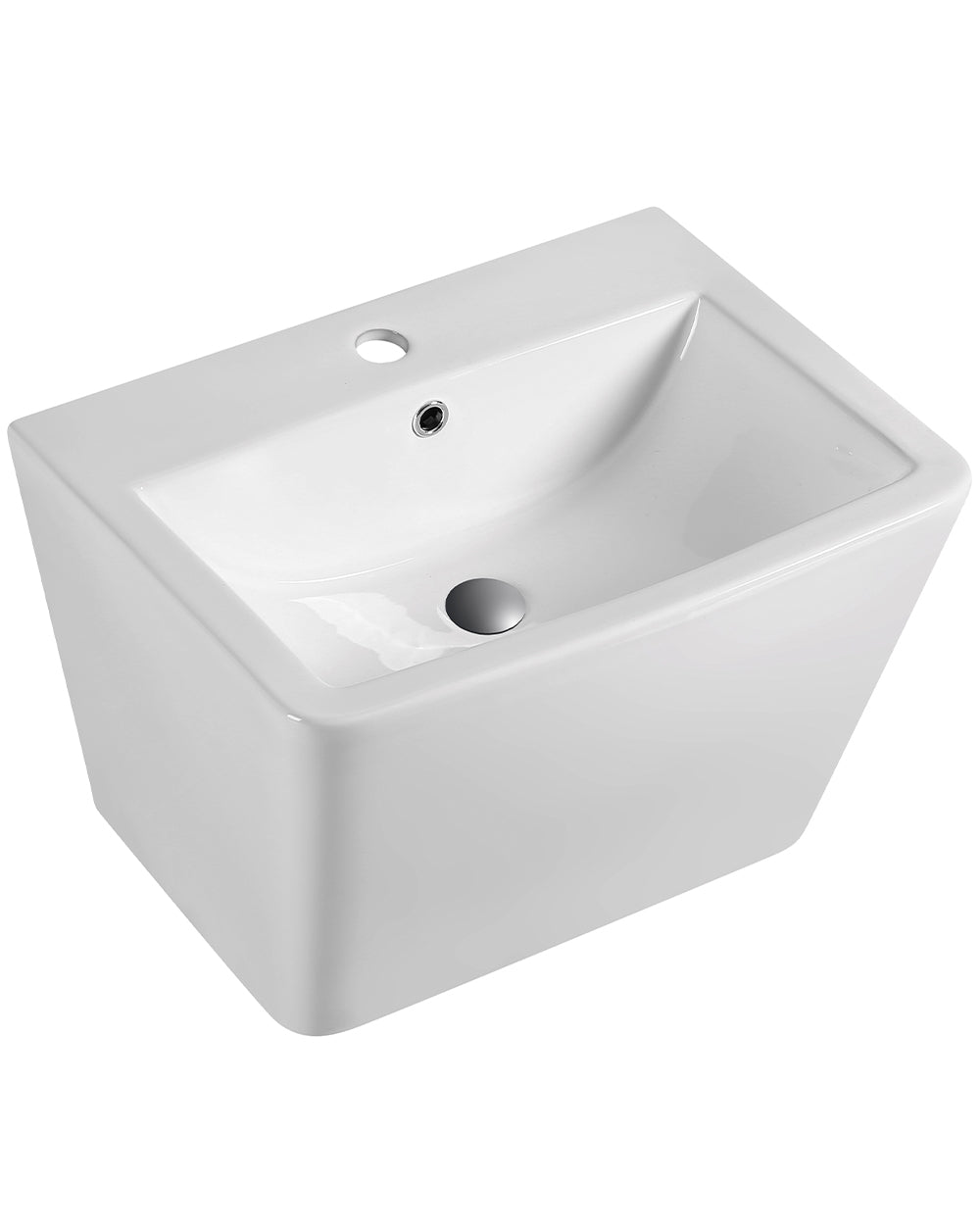 Zero Square White Ceramic Wall Mounted Sink | Square Bathroom Wash Basin | 55cm x 43.5cm  - 