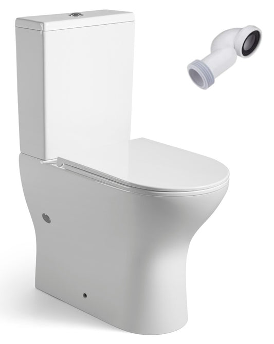 Confort Wc Complete Round Toilet Ideal for Reduced Mobility | Glossy White | Dual Outlet and Cushioned Seat