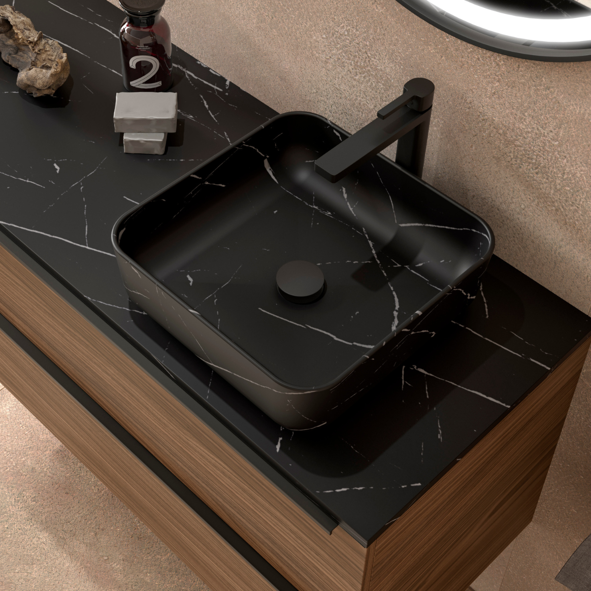 Lavatório de apoio de cerâmica branca fosca Otto | Pia de banheiro de bancada oval | 40cm de diâmetro 