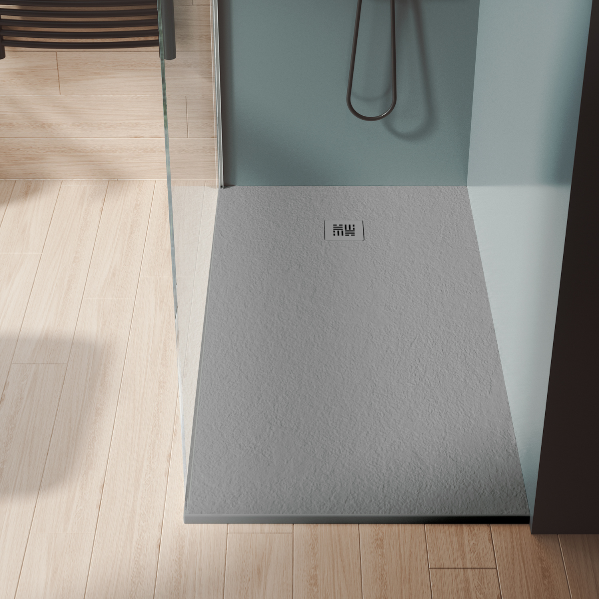 Base de chuveiro de resina extra plana Nice Plus | Antiderrapante | Válvula de drenagem e grelha