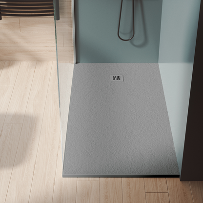 Base de chuveiro de resina extra plana Nice Plus | Antiderrapante | Válvula de drenagem e grelha