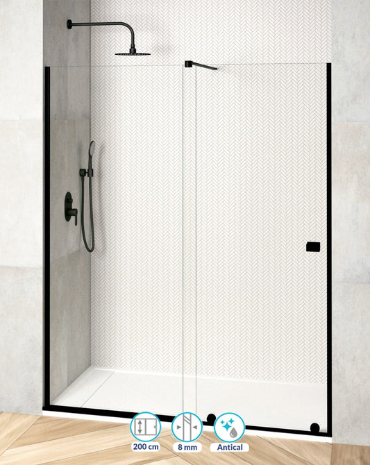 mampara-ducha-frontal-1-puerta-1-fijo-color-perfilería-mamparas-negro-mate-tamaño-frente-de-ducha-málaga-1p-1f-190-cm-(adaptable-187-192cm)