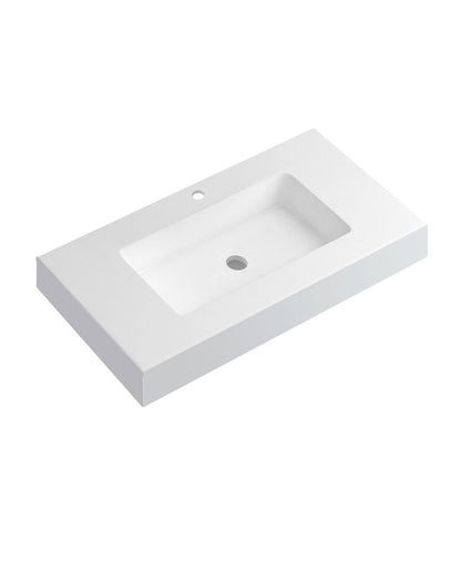 Lavabo con Faldón para Baño Solid Surface Suspendida | Lavabo Flotante (Un Seno Centrado ó 2 Senos)|  Fondo 46cm | Espesor 10cm