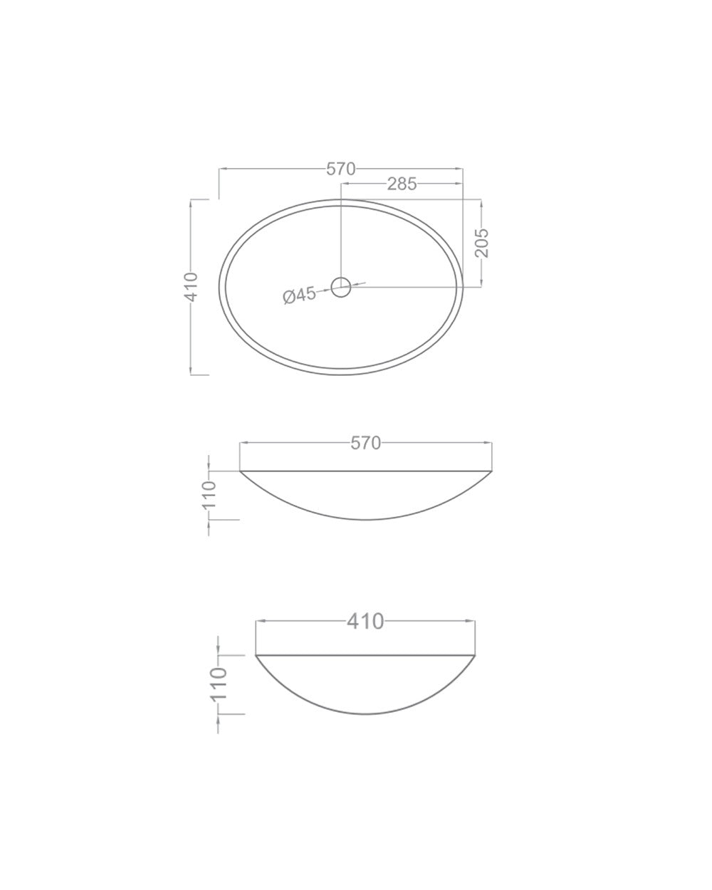 Oval Lavabo Sobre Encimera Solid Surface | Lavadero Baño Sobremesa | 57x41cm