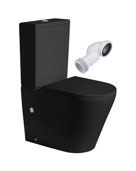 Venus Full Round Toilet | Matte Black | Low Tank Toilet with Cistern and Extra Slim Seat