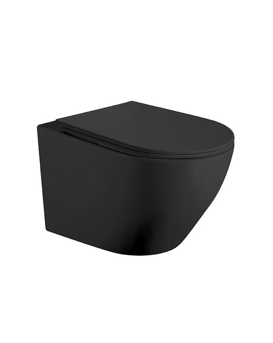 Mercury Wall Hung Rimless Toilet | Matt Black | Ceramic Wall Mounted Toilet