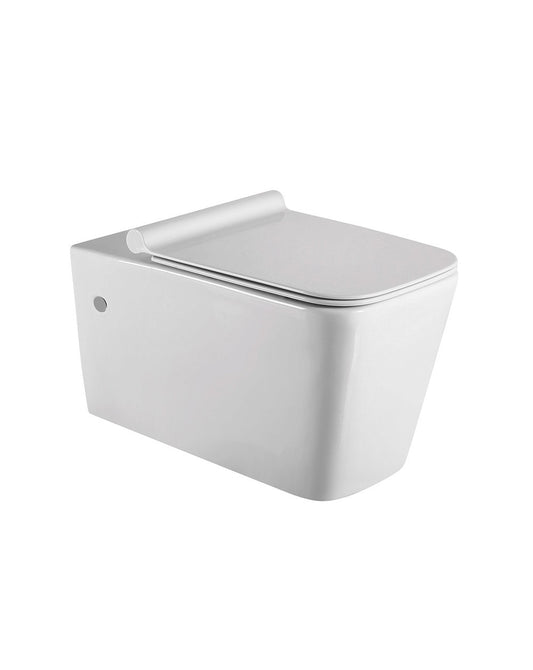 Astron Square Wall Hung Toilet | Glossy White | Rimless Concealed | Ceramic Wall Mounted Toilet