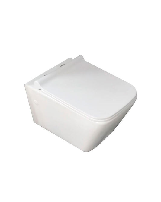 Ada Square Rimless Wall Hung Toilet | Glossy White | Ceramic Wall Mounted Toilet | Reduced Depth Toilet