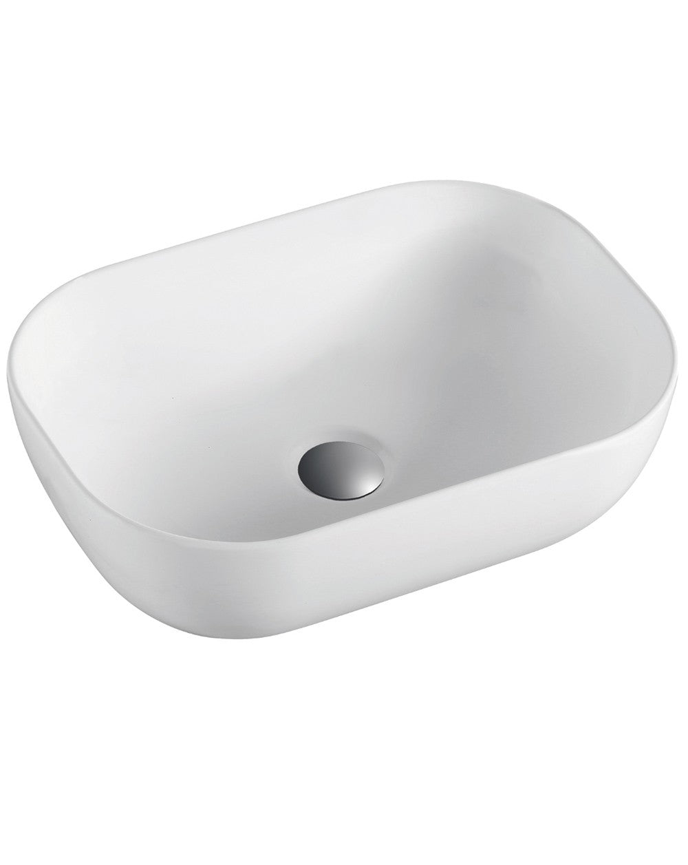 Uno Lavabo Sobre Encimera Cerámico Blanco Mate | Lavamanos Baño para Encimera Rectangular | 50,5cm x 40,5cm | Blanco Mate - 