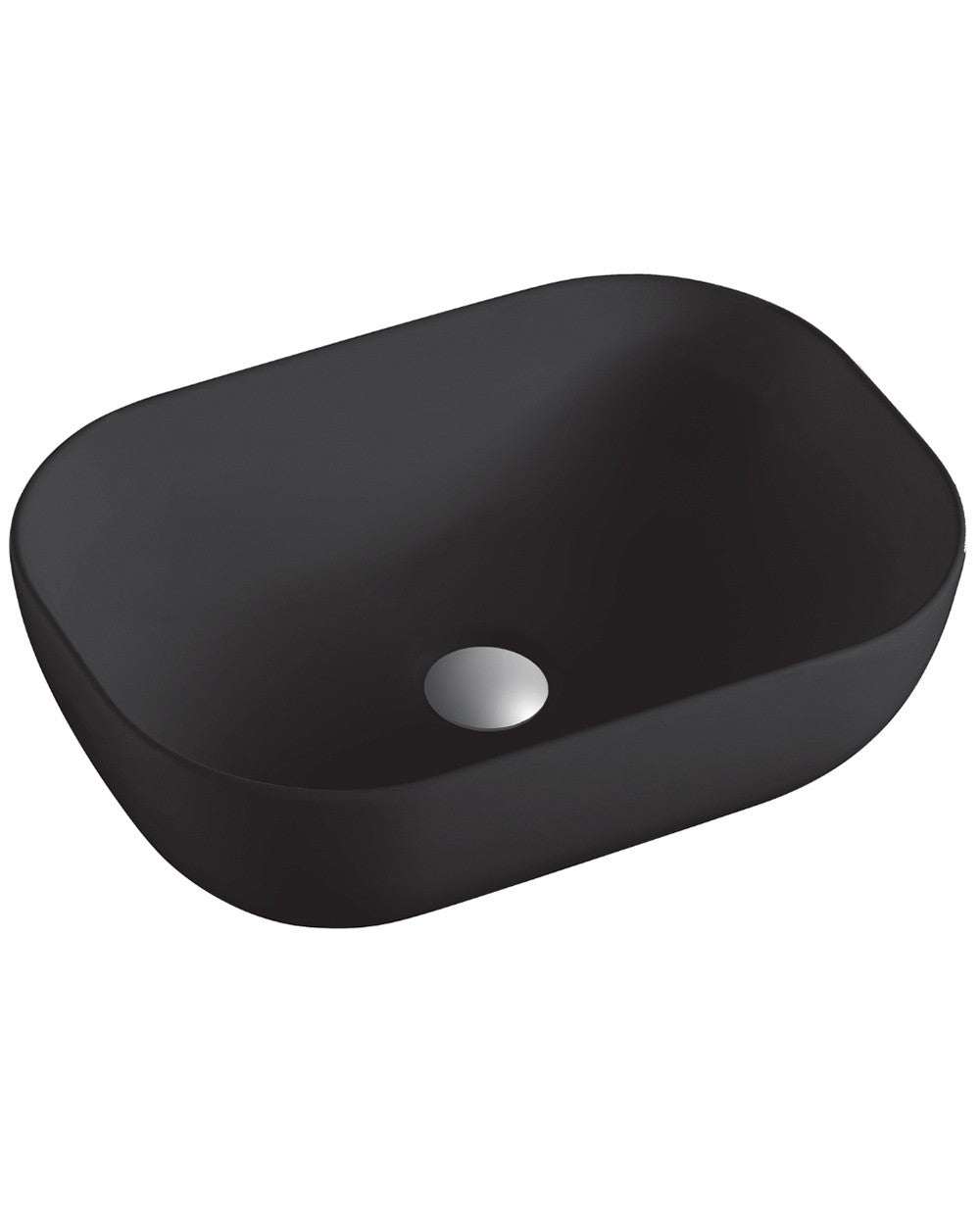 Uno Lavabo Sobre Encimera Cerámico Negro Mate | Lavamanos Baño para Encimera Rectangular | 50,5cm x 40,5cm | Negro Mate - 